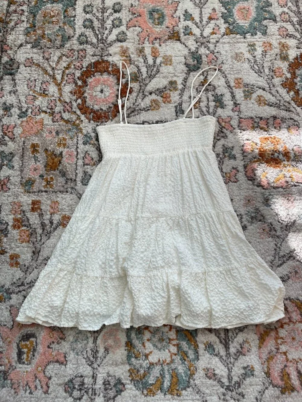 Zara Textured Short Dress - White/Cream - Picture 3 of 3